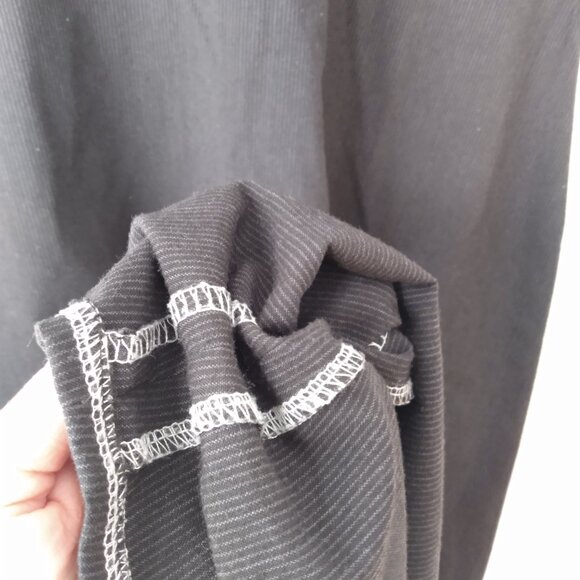 Striped Amish Mennonite Cape Dress 41"B 34"W Modest Black White Thin Pinstripe - Picture 8 of 14